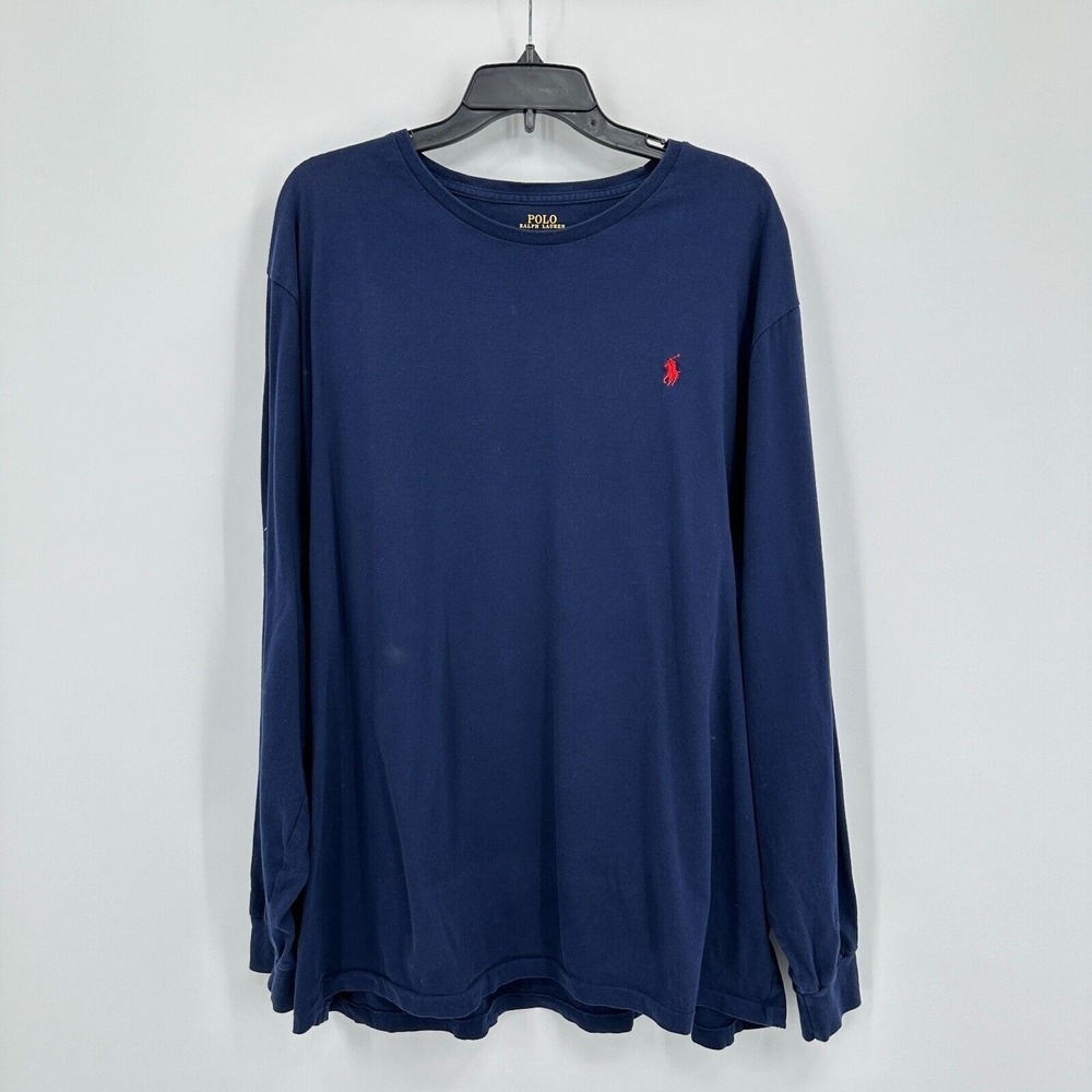 Polo Ralph Lauren T-shirt Mens‎ 2XL Blue Red Pony Minimalist Casual Lounge Sleep